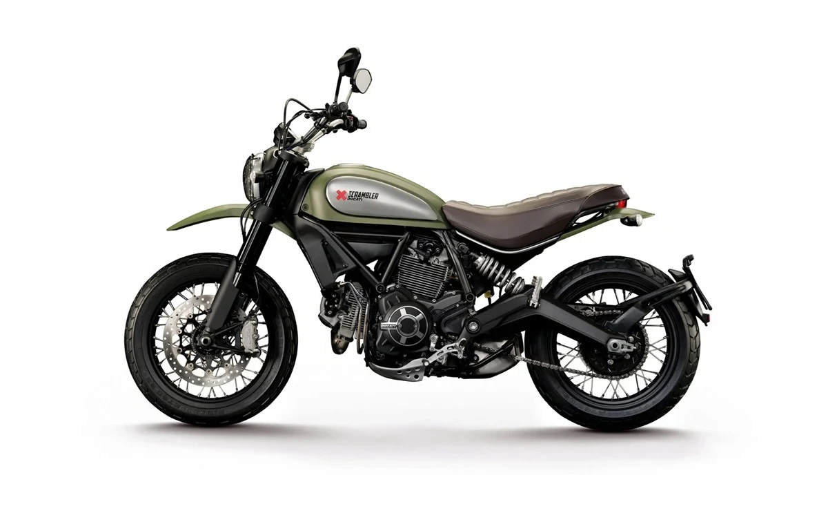 Moto néo-rétro Ducati Scrambler, vue de profil